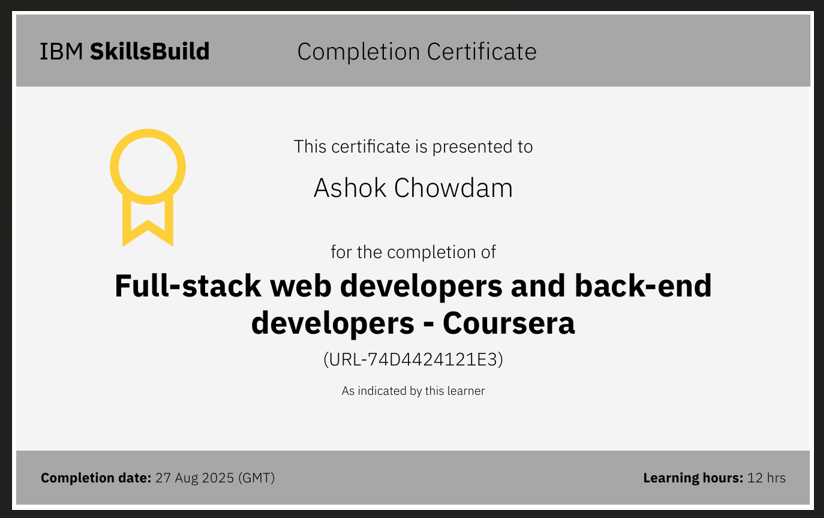IBM FullStack Development Certificate